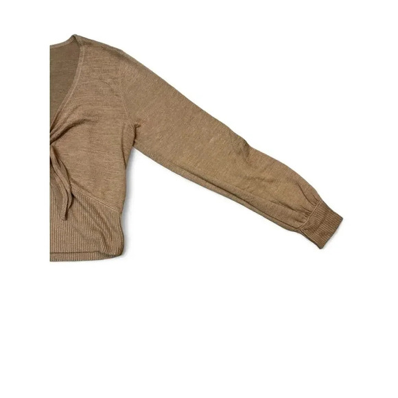 Abercrombie & Fitch Women's Front Tie Cropped Sweater Brown Size Large - Picture 3 of 6